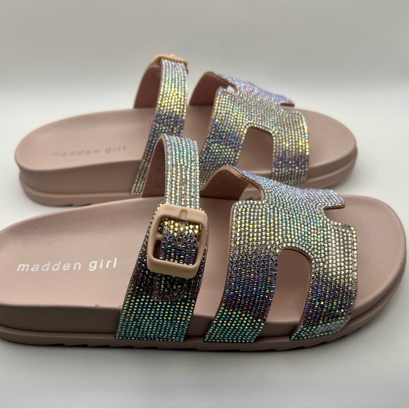 Madden Girl Sparkling Darling Blush Multi Slide Sandals - Picture 2 of 5